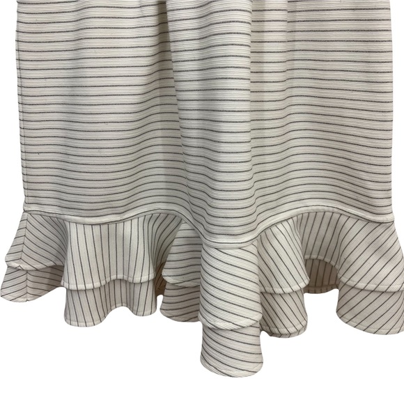 Maeve Sunland Ruffles Striped Dress Cap Sleeves Mid Length Anthropologie - Picture 5 of 8